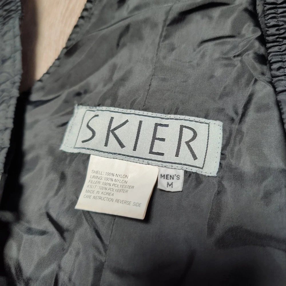 Vintage 90s Skier Snow Bibs Mens M Black Insulated Ski Pants Overalls Adjustable